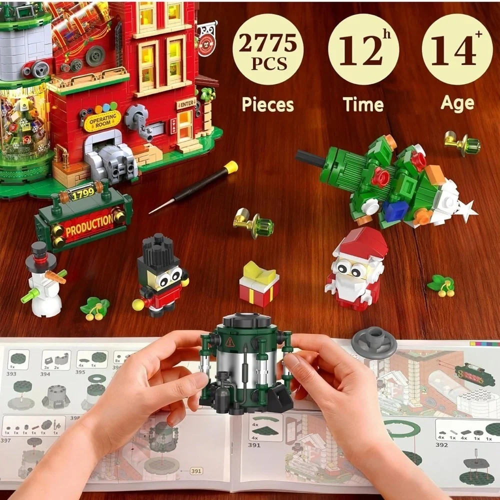 Christmas Gift Factory Building Blocks Set 2775 pcs Light-Up DIY Holiday Village - Picture 13 of 15